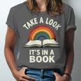 Retro Rainbow Take A Look It's In A Book Reading Unisex Jersey T-Shirt