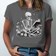 Skeleton Reading Book Floral Dark For Book Lovers Unisex Jersey T-Shirt Skeleton Reading Book Floral Dark For Book Lovers Unisex Jersey T-Shirt