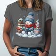 Snowman Reading Books Lovers Librarian Bookworm Christmas Unisex Jersey T-Shirt