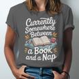 Somewhere Between a Book And a Nap – Cozy Reading Unisex Jersey T-Shirt