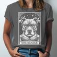 Tarot Card Vintage Pit Bull Pittie Dog Book Lover The Reader Unisex Jersey T-Shirt Tarot Card Vintage Pit Bull Pittie Dog Book Lover The Reader Unisex Jersey T-Shirt