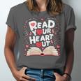 Teach Inspire Grow Everyday Read Your Heart Out Valentine Book-Themed Small Unisex Jersey T-Shirt