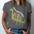 Teachersaurus Dinosaur Teachers Dino Reading Book Librarian Unisex Jersey T-Shirt