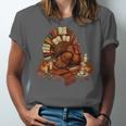 Turkey Reading Books Fall Season Thanksgiving Teacher Book Unisex Jersey T-Shirt