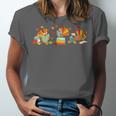 Turkey Reading Books Fall Thanksgiving Teacher Book Lovers Unisex Jersey T-Shirt