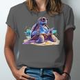 Turtle Wearing Sunglasses Reading A Book On The Beach Summer Unisex Jersey T-Shirt Turtle Wearing Sunglasses Reading A Book On The Beach Summer Unisex Jersey T-Shirt