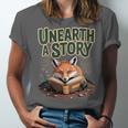 Unearth A Story Fox Reads a Book Unisex Jersey T-Shirt