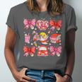 Valentine Cupid Coquette Pink Bow Apple Books Teacher Unisex Jersey T-Shirt