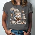 Vintage Cute Gnome Reading Book Coffee Cute Gnome Graphic Unisex Jersey T-Shirt