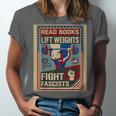 Vintage Style Read Books Lift Weights Fight Fascists Retro Unisex Jersey T-Shirt