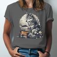 Wolf Reading Book Librarian Library Wolves Unisex Jersey T-Shirt