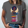 Woman And Books Stack Afro Girl Reading Lover Unisex Jersey T-Shirt Woman And Books Stack Afro Girl Reading Lover Unisex Jersey T-Shirt