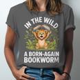 Women's Wild About Reading Book Reader Lion Zoo Animals Kids Unisex Jersey T-Shirt