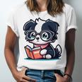 Adorable Book Lover Border Collie With Reading Glasses Cute Raglan Baseball Tee Unisex Jersey T-Shirt Adorable Book Lover Border Collie With Reading Glasses Cute Raglan Baseball Tee Unisex Jersey T-Shirt