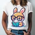 Adorable Book Lover Rabbit With Reading Glasses Cute Premium Unisex Jersey T-Shirt Adorable Book Lover Rabbit With Reading Glasses Cute Premium Unisex Jersey T-Shirt