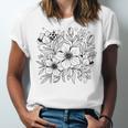 Adult Coloring Book Style Flowers And Ladybug Self Coloring Unisex Jersey T-Shirt Adult Coloring Book Style Flowers And Ladybug Self Coloring Unisex Jersey T-Shirt