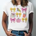 Apple Coquette Bow Books First Day Of School Back To School Unisex Jersey T-Shirt Apple Coquette Bow Books First Day Of School Back To School Unisex Jersey T-Shirt