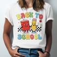 Back To School Checkered Book Pencil Groovy Teacher Student Unisex Jersey T-Shirt