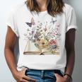 Book Flowers And Butterfly Beautiful Reading Reader Graphic Unisex Jersey T-Shirt Book Flowers And Butterfly Beautiful Reading Reader Graphic Unisex Jersey T-Shirt