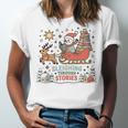 Book Lovers Winter Sleighing Through Stories Tee Premium Tri-Blend Unisex Jersey T-Shirt