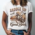 Bookish Retro Western Cowgirl Texas Book Lover Novel Reader Unisex Jersey T-Shirt
