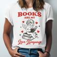 Books Are My LoveLanguage Cupid Valentines Unisex Jersey T-Shirt Books Are My LoveLanguage Cupid Valentines Unisex Jersey T-Shirt