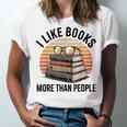 I Like Books More Than People Glasses Unisex Jersey T-Shirt