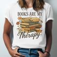Books Are My Therapy Vintage Book Lover Daisy Art Unisex Jersey T-Shirt Books Are My Therapy Vintage Book Lover Daisy Art Unisex Jersey T-Shirt