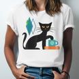 Cat Midcentury With Book And Coffee Atomic Age Mid Century Unisex Jersey T-Shirt Cat Midcentury With Book And Coffee Atomic Age Mid Century Unisex Jersey T-Shirt