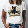 Cat Shirts For Women Book Lover Shirt Cute Cat And Book Premium Tri-Blend Unisex Jersey T-Shirt