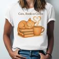 Cats Books And Coffee Heart Cozy Cat Lover Bookworm Readers Unisex Jersey T-Shirt