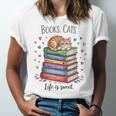 Cats Books Lover Men Women Unisex Jersey T-Shirt