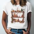 Christmas Cats Bookshelf Gingerbread Unisex Jersey T-Shirt