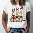 Christmas Three Llamas Reading Reading Books Llama Lover Unisex Jersey T-Shirt