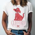 Clifford The Big Red Dog Pink Text With Bow Illustrated Book Unisex Jersey T-Shirt Clifford The Big Red Dog Pink Text With Bow Illustrated Book Unisex Jersey T-Shirt