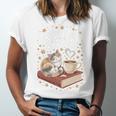 Coffee Cats & Books Cute Cat Book Lover Reading Unisex Jersey T-Shirt