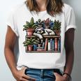 Cosy Sloth In Bookshelf With Plants Unisex Jersey T-Shirt Cosy Sloth In Bookshelf With Plants Unisex Jersey T-Shirt