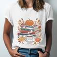 Cozy Autumn Books Fully Booked For Fall Books Pumpkin Unisex Jersey T-Shirt
