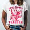 Cupid's Favorite Teacher Valentines Day Heart Book Lover Unisex Jersey T-Shirt