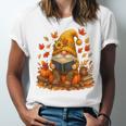 Cute Autumn Gnome Reading Pumpkin Book Lover Unisex Jersey T-Shirt