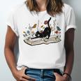 Cute Cat Flower Garden Book Kitty Reading Floral Men Women Girls Kids Unisex Jersey T-Shirt