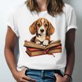 Cute Dog Beagle Reading Book Unisex Jersey T-Shirt