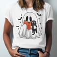 Cute Halloween Ghost Reading Book Unisex Jersey T-Shirt Cute Halloween Ghost Reading Book Unisex Jersey T-Shirt