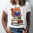 Cute Kawaii Kids Reading Books Glasses Red Panda Lover Unisex Jersey T-Shirt