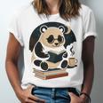 Cute Panda Reading Book Under Moon Bookworm Coffee Lover Unisex Jersey T-Shirt Cute Panda Reading Book Under Moon Bookworm Coffee Lover Unisex Jersey T-Shirt