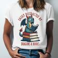 Dark Romance Romantasy Easily Distracted By Dragons & Books Unisex Jersey T-Shirt