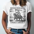 Defend Your Local Public Library Cat Knight Book Lover Unisex Jersey T-Shirt