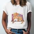 Easily Distracted By Cats And Books Cute Cat Sleeping Girls Unisex Jersey T-Shirt