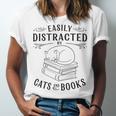 Easily Distracted By Cats And Books For Women Unisex Jersey T-Shirt Easily Distracted By Cats And Books For Women Unisex Jersey T-Shirt