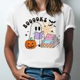 Ghost Reading Halloween Women Teacher Book Lover Unisex Jersey T-Shirt Ghost Reading Halloween Women Teacher Book Lover Unisex Jersey T-Shirt